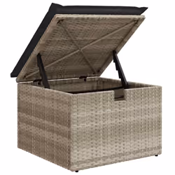 vidaXL 2 Piece Garden Sofa Set with Cushions Beige Poly Rattan Acacia - light grey - Additional view 4