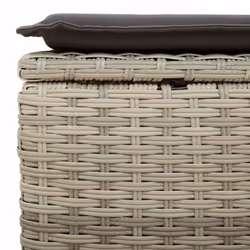 vidaXL 2 Piece Garden Sofa Set with Cushions Beige Poly Rattan Acacia - light grey - Additional view 5