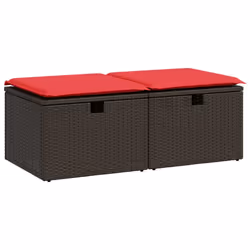vidaXL 2 Piece Garden Sofa Set with Cushions Poly Rattan Acacia - brown