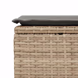 vidaXL 2 Piece Garden Sofa Set with Cushions Black Poly Rattan Acacia - beige and grey - Additional view 4