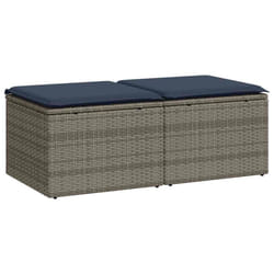 vidaXL Garden Sofa Set 2 Piece with Cushions Outdoor Sofa Poly Rattan Acacia - grey