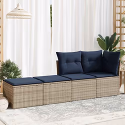 vidaXL Garden Sofa Set 2 Piece with Cushions Outdoor Sofa Poly Rattan Acacia - grey