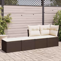 vidaXL 2 Piece Garden Sofa Set with Cushions Black Poly Rattan Acacia - brown