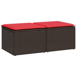 vidaXL Garden Sofa Set 2 Piece with Cushions Outdoor Sofa Poly Rattan Acacia - brown