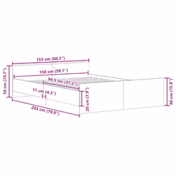 vidaXL Bed Frame with Headboard and Footboard Mattress Foundation Bed Base - old wood, 150 x 200 cm - Additional view 3