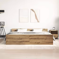 vidaXL Bed Frame with Headboard and Footboard Mattress Foundation Bed Base - artisan oak, 160 x 200 cm - Additional view 2