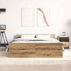 vidaXL Bed Frame with Headboard and Footboard Mattress Foundation Bed Base - artisan oak, 120 x 190 cm - Additional view 2