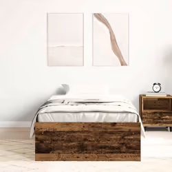 vidaXL Bed Frame Bedroom Mattress Foundation Guest Room Bedstead Bed Base - old wood, 100 x 200 cm