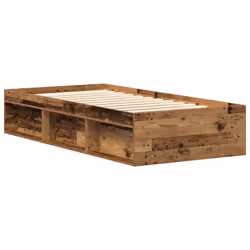vidaXL Bed Frame Bedroom Mattress Foundation Guest Room Bedstead Bed Base - old wood, 100 x 200 cm - Additional view 6