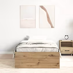 vidaXL Bed Frame Bedroom Mattress Foundation Guest Room Bedstead Bed Base - artisan oak, 100 x 200 cm - Additional view 2