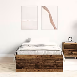 vidaXL Bed Frame Bedroom Mattress Foundation Guest Room Bedstead Bed Base - old wood, 90 x 190 cm