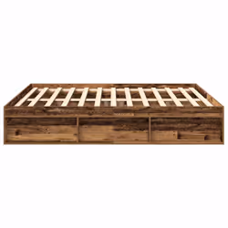 vidaXL Bed Frame Bedroom Mattress Foundation Guest Room Bedstead Bed Base - old wood, 200 x 200 cm - Additional view 5
