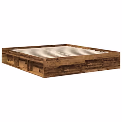vidaXL Bed Frame Bedroom Mattress Foundation Guest Room Bedstead Bed Base - old wood, 200 x 200 cm - Additional view 6