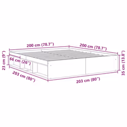 vidaXL Bed Frame Bedroom Mattress Foundation Guest Room Bedstead Bed Base - old wood, 200 x 200 cm - Additional view 8