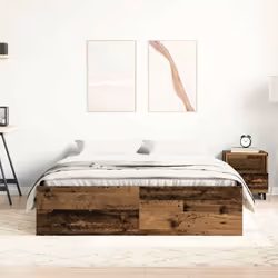 vidaXL Bed Frame Bedroom Mattress Foundation Guest Room Bedstead Bed Base - old wood, 120 x 190 cm