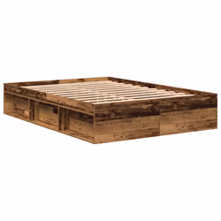 vidaXL Bed Frame Bedroom Mattress Foundation Guest Room Bedstead Bed Base - old wood, 120 x 190 cm - Additional view 6