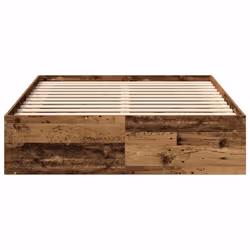 vidaXL Bed Frame Bedroom Mattress Foundation Guest Room Bedstead Bed Base - old wood, 140 x 190 cm - Additional view 4