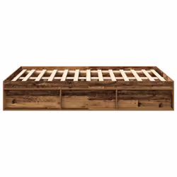 vidaXL Bed Frame Bedroom Mattress Foundation Guest Room Bedstead Bed Base - old wood, 140 x 190 cm - Additional view 5