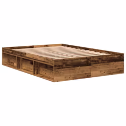 vidaXL Bed Frame Bedroom Mattress Foundation Guest Room Bedstead Bed Base - old wood, 140 x 190 cm - Additional view 6