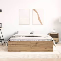 vidaXL Bed Frame Bedroom Mattress Foundation Guest Room Bedstead Bed Base - artisan oak, 140 x 190 cm - Additional view 2