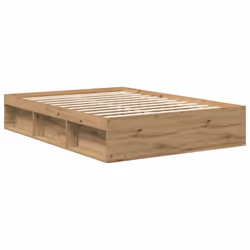 vidaXL Bed Frame Bedroom Mattress Foundation Guest Room Bedstead Bed Base - artisan oak, 140 x 190 cm - Additional view 6