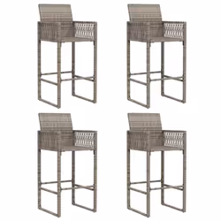 vidaXL Garden Bar Set without Cushions Outdoor Bar Set Poly Rattan Acacia - grey, 185 cm/ 4 piece - Additional view 4