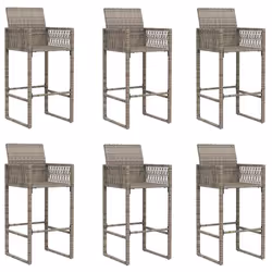 vidaXL 7 Piece Garden Bar Set without Cushions Grey Poly Rattan Acacia - Additional view 3