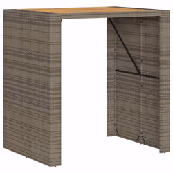vidaXL Garden Bar Set with Cushions Outdoor Bar Table Set Poly Rattan Acacia - 105 cm/ 2 piece - Additional view 4