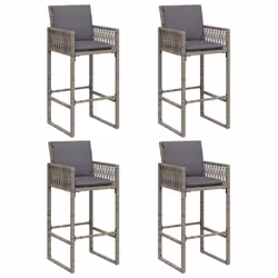 vidaXL Garden Bar Set with Cushions Outdoor Bar Table Set Poly Rattan Acacia - 185 cm/ 4 piece - Additional view 4