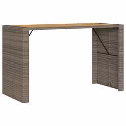 vidaXL Garden Bar Set with Cushions Outdoor Bar Table Set Poly Rattan Acacia - 185 cm/ 6 piece - Additional view 4