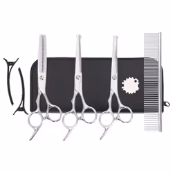 vidaXL 6 Piece Dog Grooming Scissors Set Stainless Steel dog grooming scissor - 7 pcs