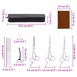 vidaXL 6 Piece Dog Grooming Scissors Set Stainless Steel dog grooming scissor - 7 pcs