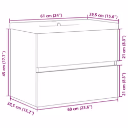 vidaXL Sink Cabinet Home Bathroom Sink Unit Storage Cabinet Engineered Wood - artisan oak, 61 x 39.5 x 49 cm - Additional view 10