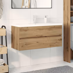 vidaXL Sink Cabinet with Built-in Basin and Faucet Artisan Oak - Additional view 2