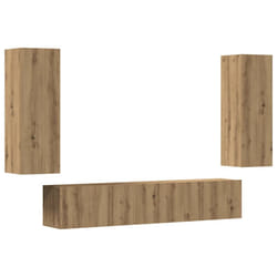 vidaXL TV Cabinet Set Engineered Wood TV Unit Multi Colours/Sizes 4/6/10 Piece - artisan oak