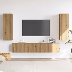 vidaXL TV Cabinet Set Engineered Wood TV Unit Multi Colours/Sizes 4/6/10 Piece - artisan oak