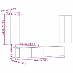 vidaXL TV Cabinet Set Engineered Wood TV Unit Multi Colours/Sizes 4/6/10 Piece - artisan oak - Additional view 8