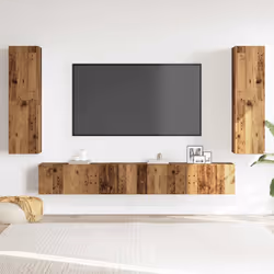vidaXL Wall Mounted TV cabinets 4 pcs Old Wood Engineered Wood tv stand