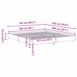 vidaXL Bed Frame without Mattress Brown Oak 160x200cm Engineered Wood