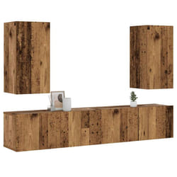 vidaXL Wall Mounted TV cabinets 4 pcs Old Wood Engineered Wood tv stand