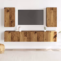 vidaXL Wall Mounted TV cabinets 4 pcs Old Wood Engineered Wood tv stand