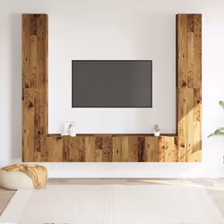 vidaXL TV Cabinet Set 6 Piece Chipboard TV Cabinet Multi Colours Multi Sizes - old wood