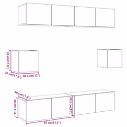 vidaXL 6 Piece TV Cabinet Set Wall-mounted Artisan Oak Engineered Wood - Additional view 8