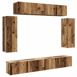 vidaXL TV Cabinet Set 6 Piece Chipboard TV Stand Cabinet 60/90cm Multi Colours - old wood
