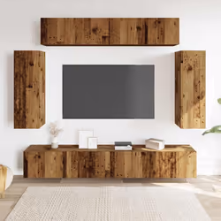 vidaXL TV Cabinet Set 6 Piece Chipboard TV Stand Cabinet 60/90cm Multi Colours - old wood