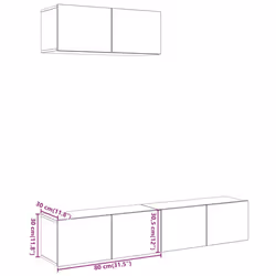 vidaXL 3 Piece TV Cabinet Set Wall-mounted Artisan Oak Engineered Wood