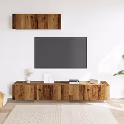 vidaXL Wall Mounted TV Cabinets 3 pcs Old Wood 100x30x30 cm Engineered Wood - Additional view 2