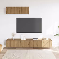 vidaXL Wall Mounted TV Cabinets 3 pcs Artisan Oak 100x30x30 cm Engineered Wood - Additional view 2
