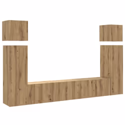 vidaXL TV Cabinet Set 8 Piece Engineered Wood TV Stand Multi Colours/Sizes - artisan oak