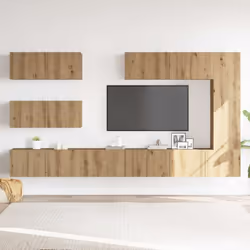 vidaXL 7 Piece TV Cabinet Set Wall-mounted Artisan Oak Engineered Wood